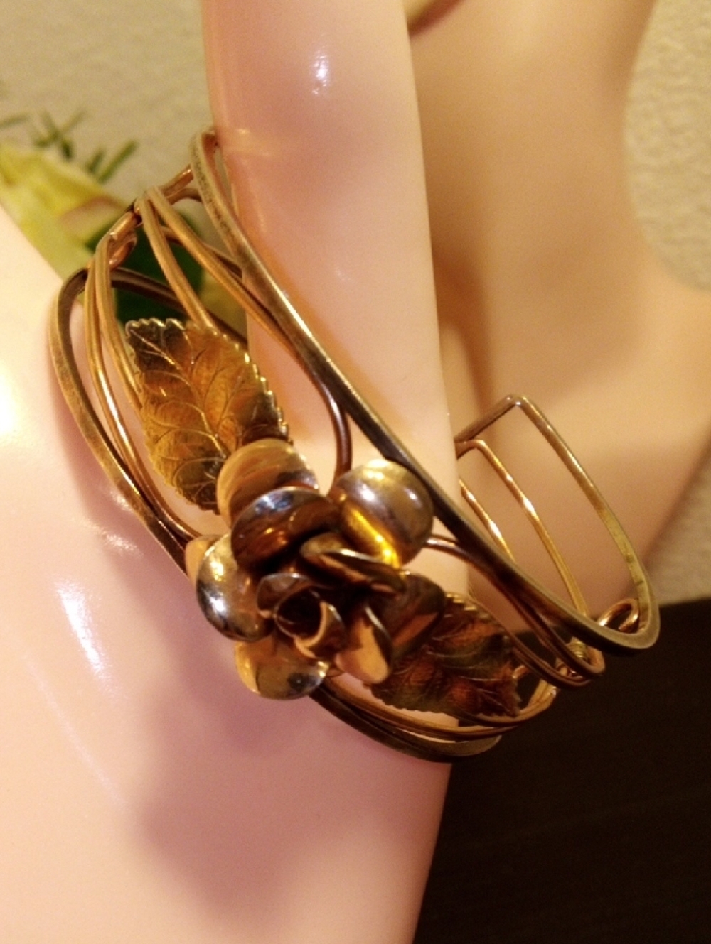 Gold Floral Multi-Band Cuff Bracelet - Women’s Gold Jewelry